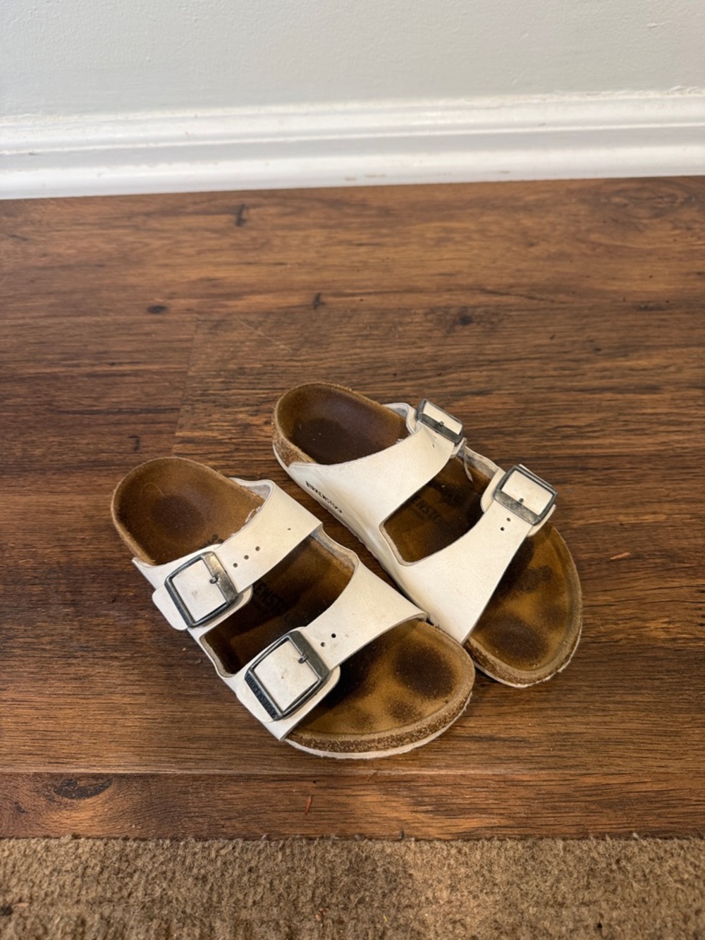 Kids Birkenstock White leather  Double-Buckle Sandals